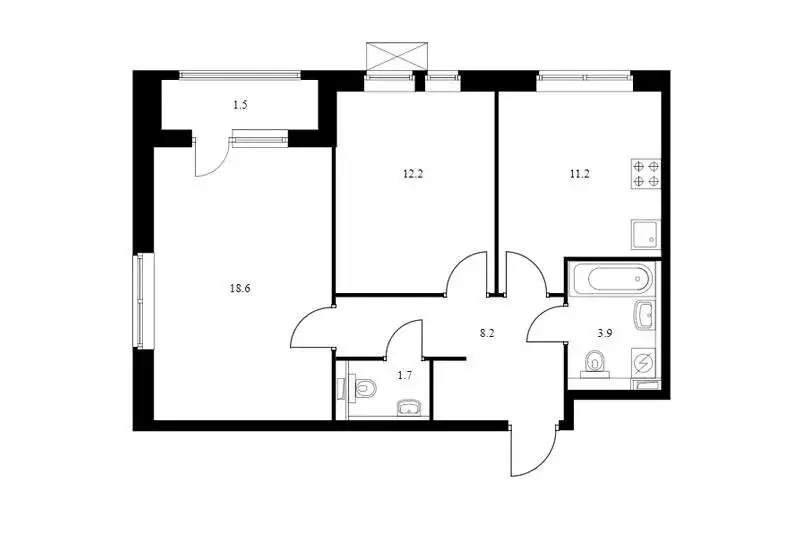 2-комнатная квартира: Тюмень, Полевая улица, 117к4 (60.9 м) - Фото 0