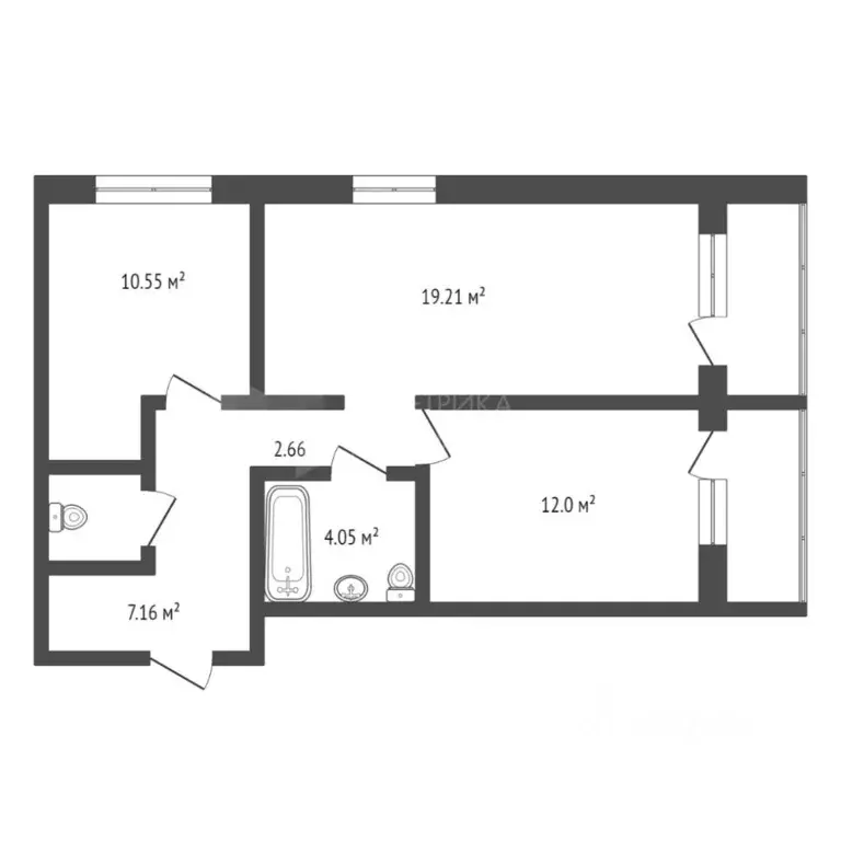 2-к кв. Тюменская область, Тюмень ул. Анатолия Клиндюка, 4к1 (56.7 м) - Фото 1