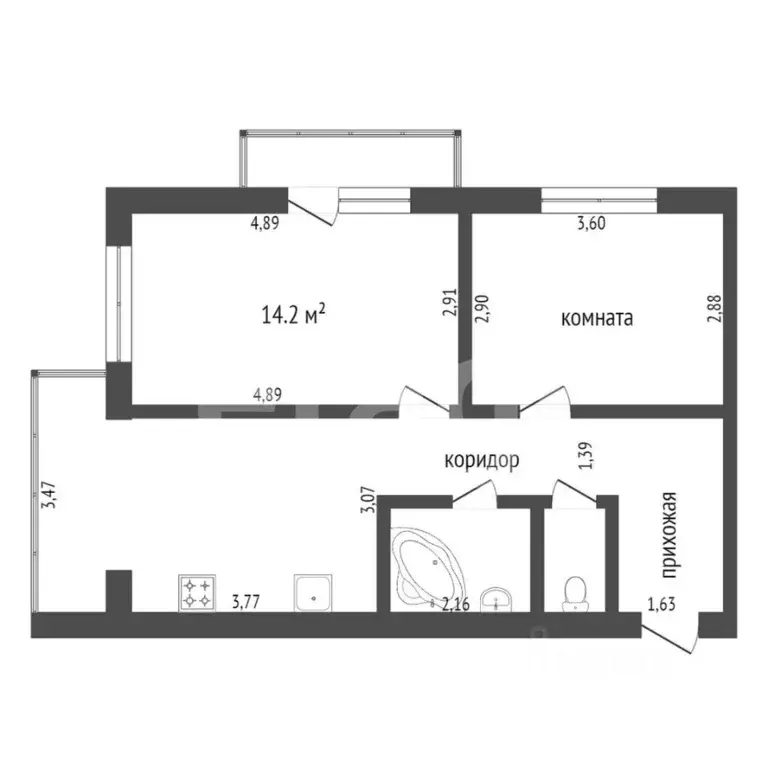 2-к кв. Вологодская область, Вологда ул. Космонавта Беляева, 24Б (55.0 ... - Фото 2