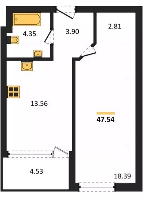 1-к кв. Крым, Симферополь ул. Севастопольская, 5А (47.54 м) - Фото 2