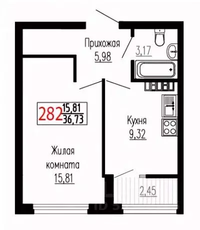 1-к кв. Свердловская область, Екатеринбург ул. Лыжников, 3 (36.5 м) - Фото 1