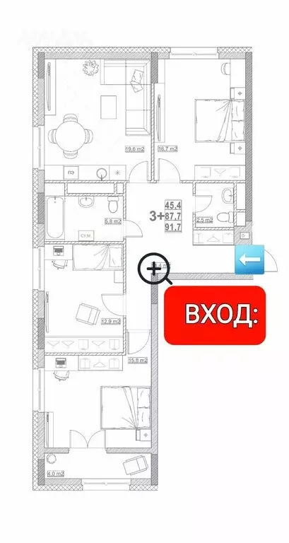 3-комнатная квартира: Нижний Новгород, улица Бетанкура, 7 (91.7 м) - Фото 1