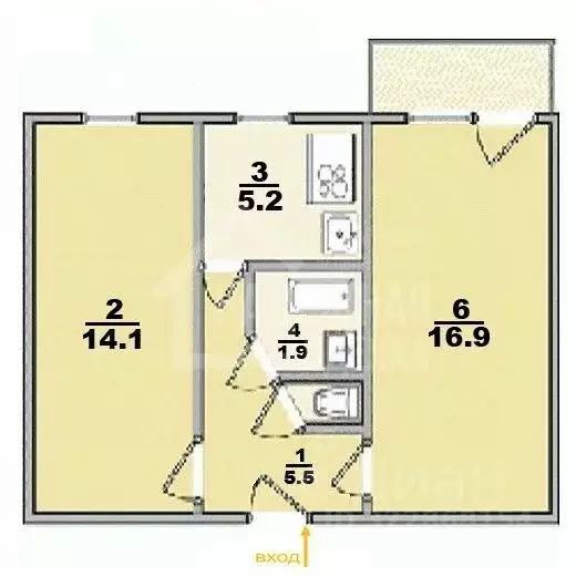 2-к кв. Алтайский край, Рубцовск Северная ул., 10 (43.5 м) - Фото 2