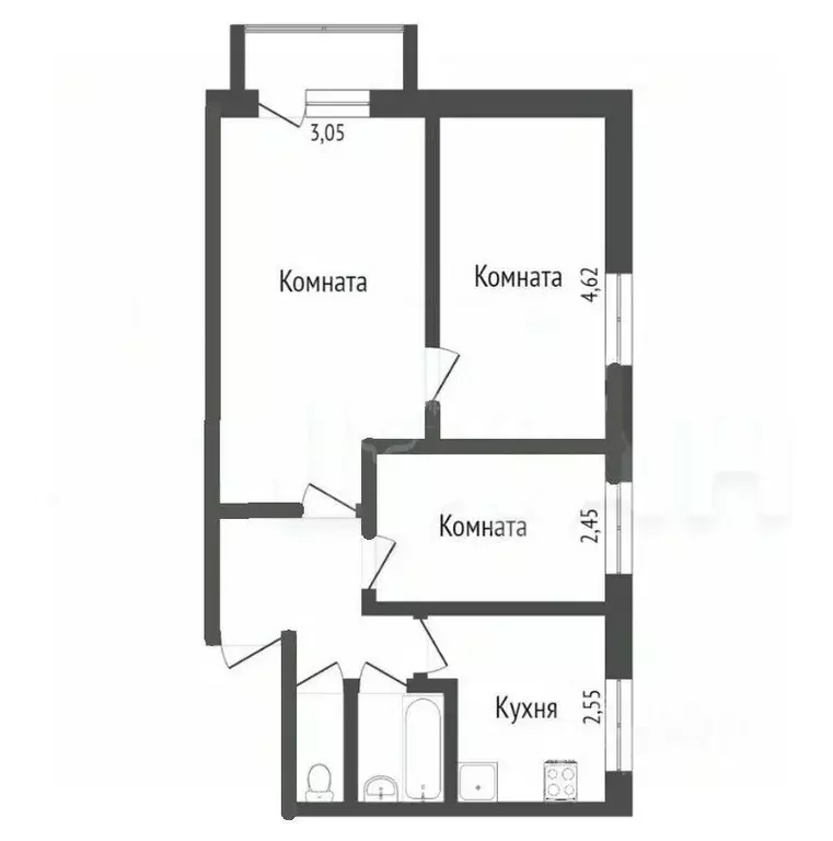 3-к кв. Владимирская область, Владимир Добросельская ул., 195а (51.4 ... - Фото 2