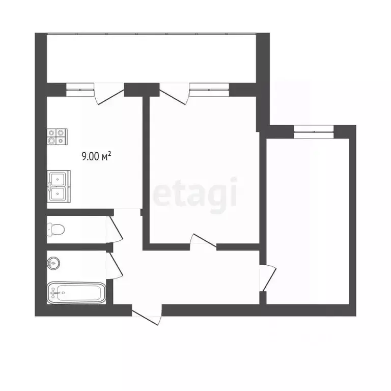 2-к кв. Тюменская область, Тюмень Сосьвинская ул., 49 (48.7 м) - Фото 2