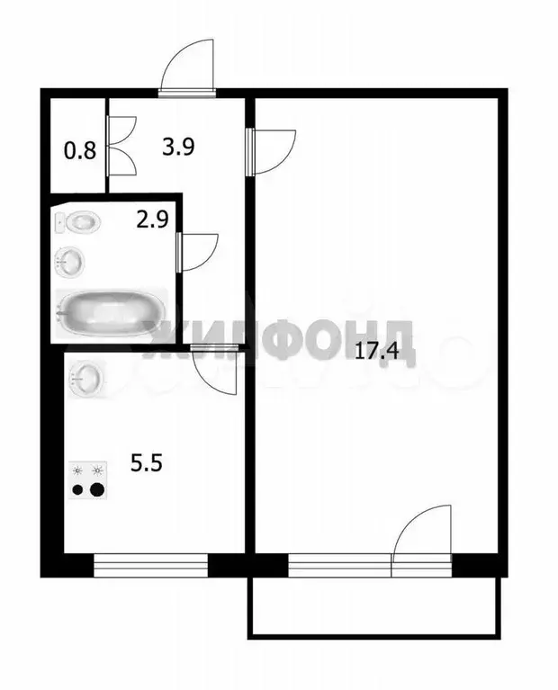 1-к. квартира, 30,5 м, 8/9 эт. - Фото 0