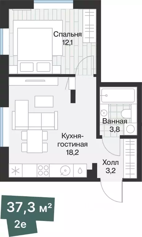 1-к кв. Тюменская область, Тюмень ул. Игоря Комиссарова, 9 (37.34 м) - Фото 0