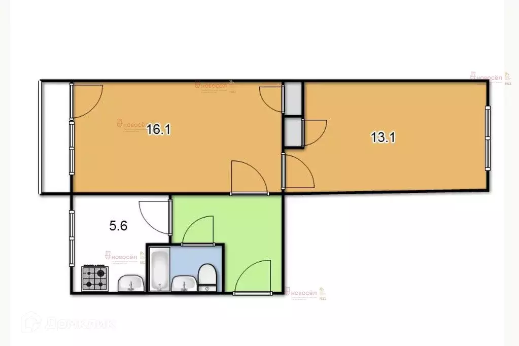 Продаётся 2-к квартира, 44.1 м - Фото 1