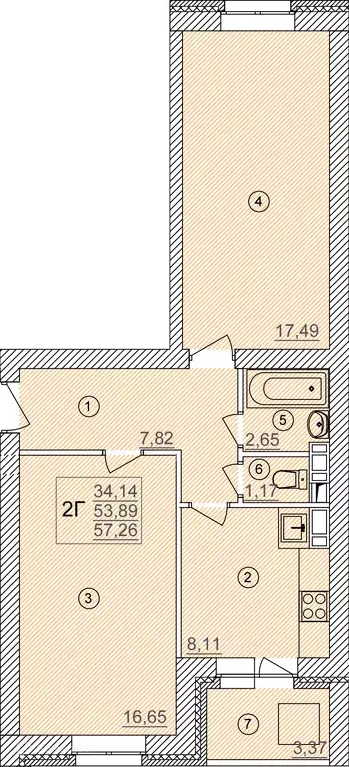 Продаётся 2-к квартира, 57.26 м - Фото 0