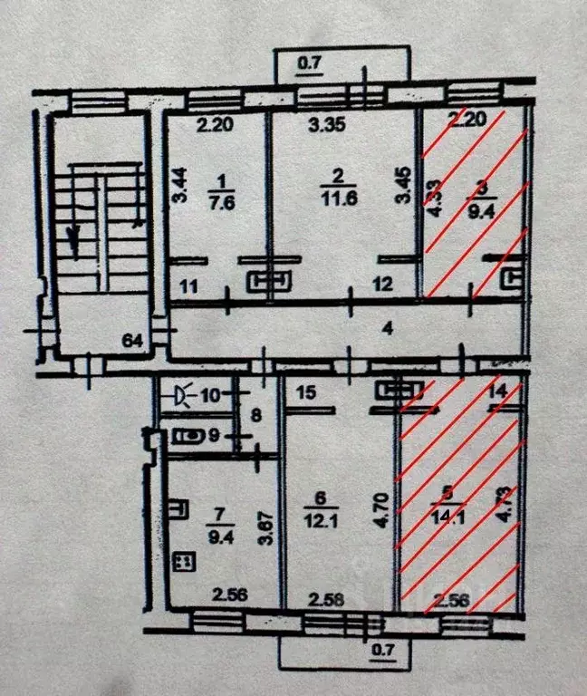 Комната Псковская область, Псков ул. Гагарина, 13 (9.4 м) - Фото 2