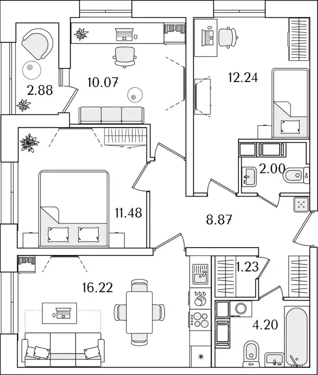 3-к кв. Санкт-Петербург Полюстрово тер.,  (67.75 м) - Фото 0