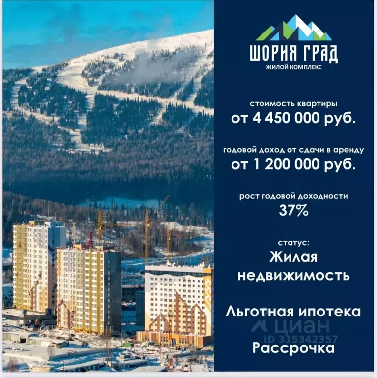 1-к кв. Кемеровская область, Таштагольский район, Шерегешское ... - Фото 0