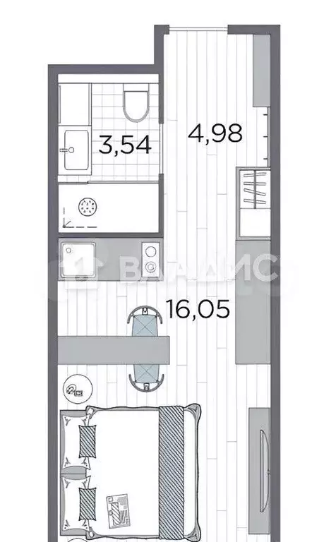 Апартаменты-студия, 24,6 м, 9/12 эт. - Фото 0