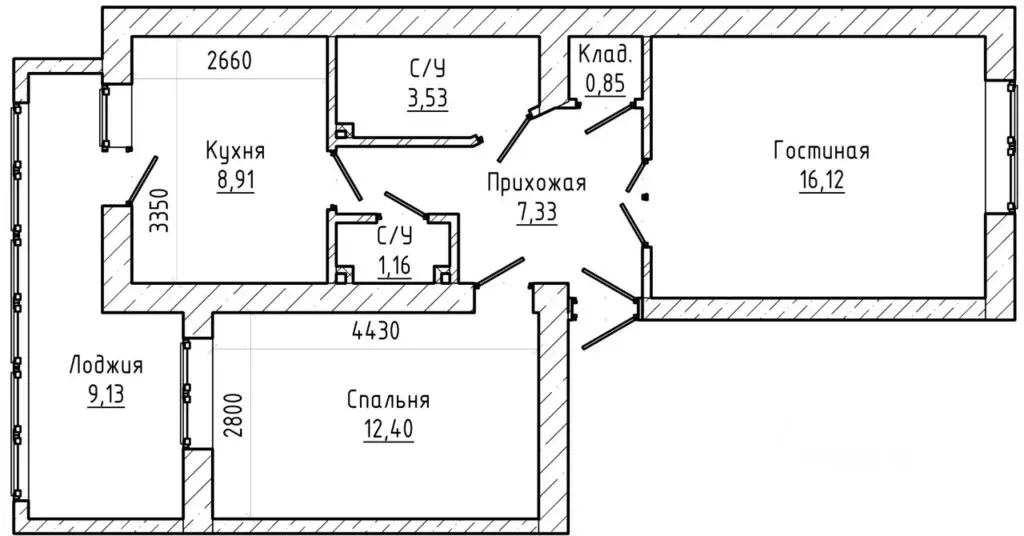 2-к кв. Кабардино-Балкария, Нальчик ул. Мусова (55.1 м) - Фото 2