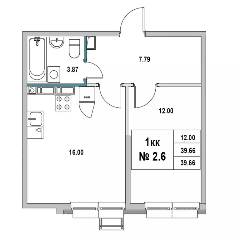 1-к кв. Ленинградская область, Выборг ул. 2-я Южная, 4 (39.66 м) - Фото 1