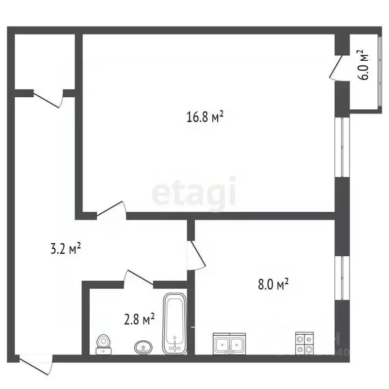 1-к кв. Крым, Феодосия ул. Гарнаева, 63 (31.6 м) - Фото 2