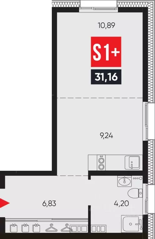 1-к кв. Иркутская область, Иркутск ул. Ширямова, 26 (31.16 м) - Фото 1