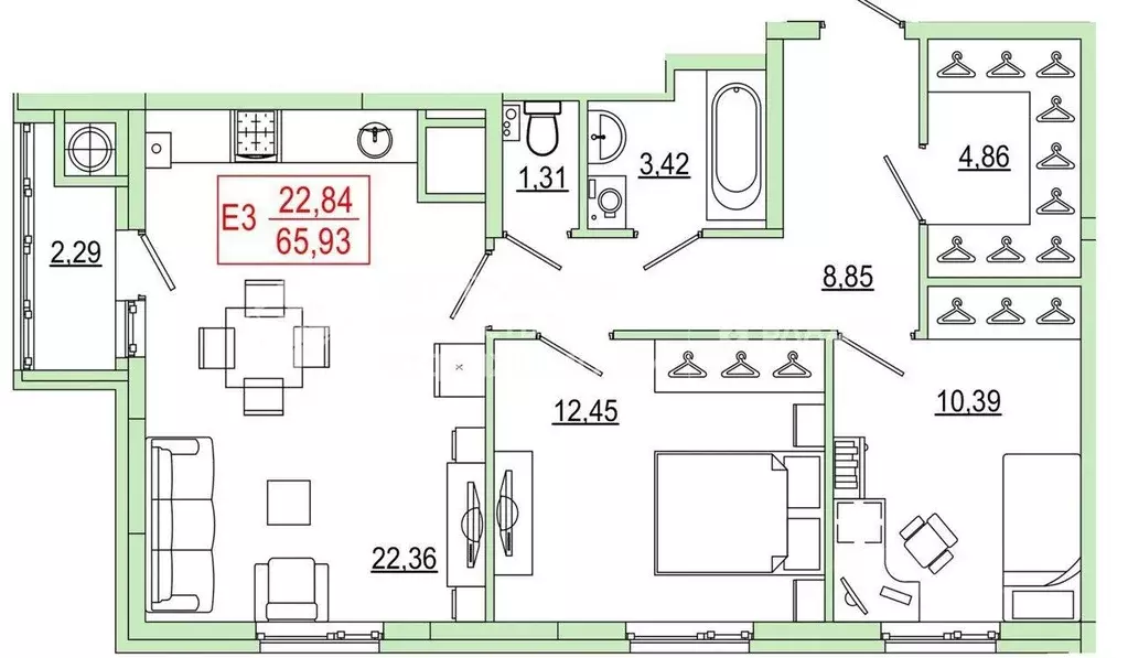 2-к кв. Рязанская область, Рязань Касимовское ш., 35 (63.6 м) - Фото 1
