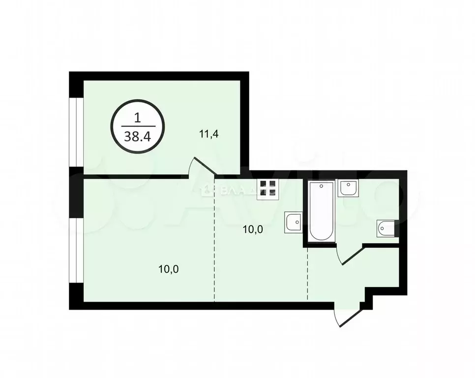 2-к. квартира, 38,4 м, 32/33 эт. - Фото 0