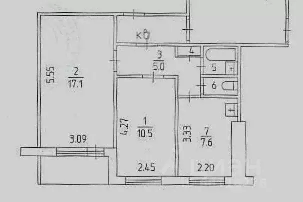 2-к кв. Пермский край, Пермь Самолетная ул., 48 (43.7 м) - Фото 2
