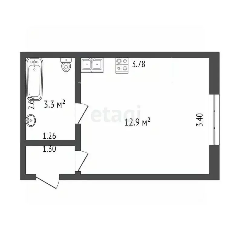 Комната Тюменская область, Тюмень ул. 50 лет Октября, 63а (12.9 м) - Фото 1