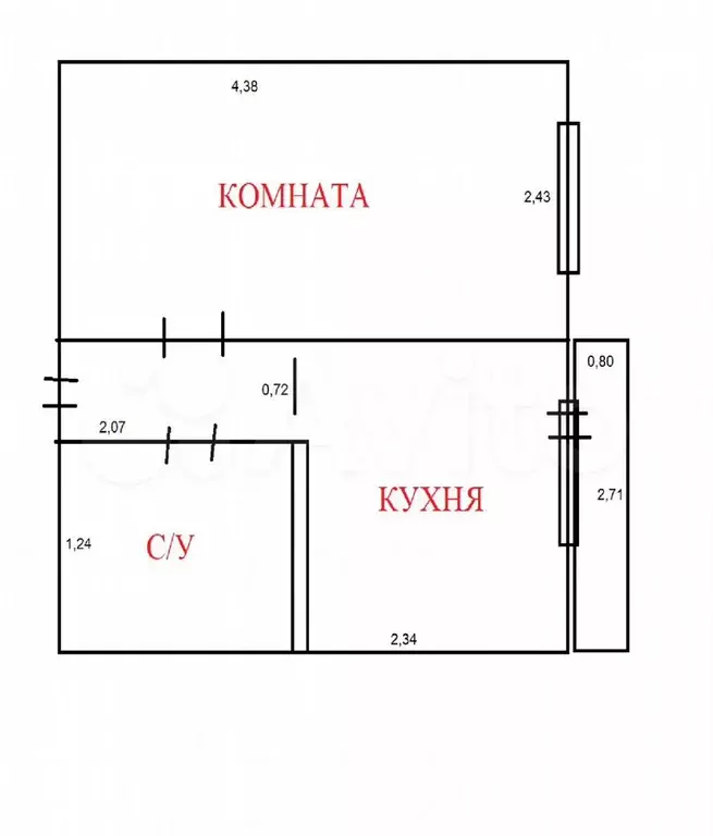 Доля в 1-к. квартире, 31,6 м, 3/17 эт. - Фото 0