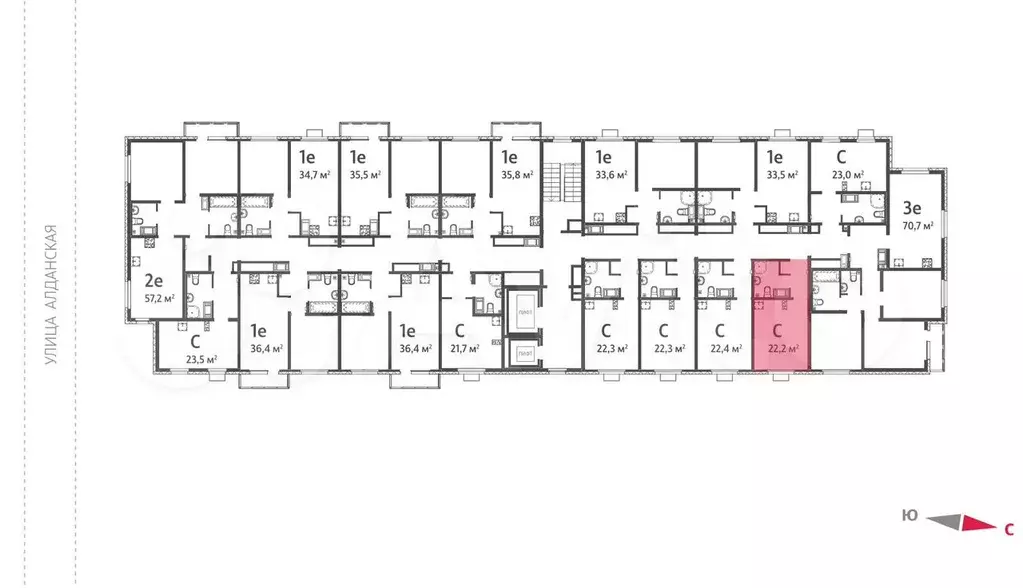 Квартира-студия, 22,2 м, 15/15 эт. - Фото 1