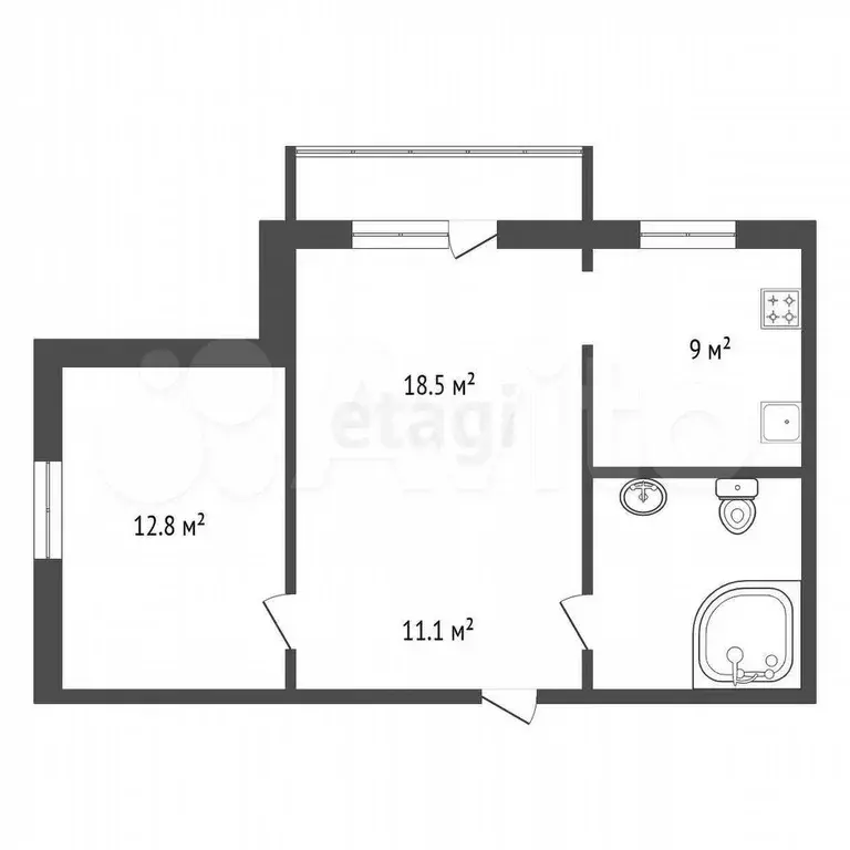 2-к. квартира, 56 м, 9/10 эт. - Фото 0