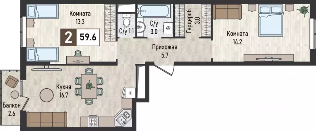 2-к кв. Ставропольский край, Железноводск городской округ, пос. ... - Фото 1