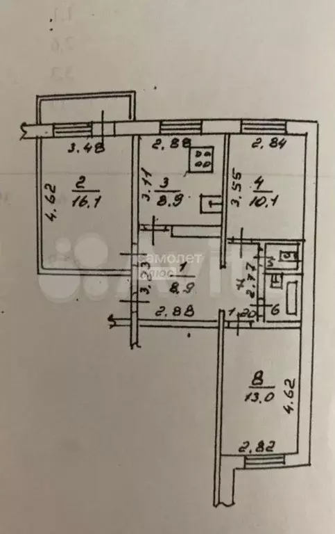 3-к. квартира, 63,8 м, 4/10 эт. - Фото 0
