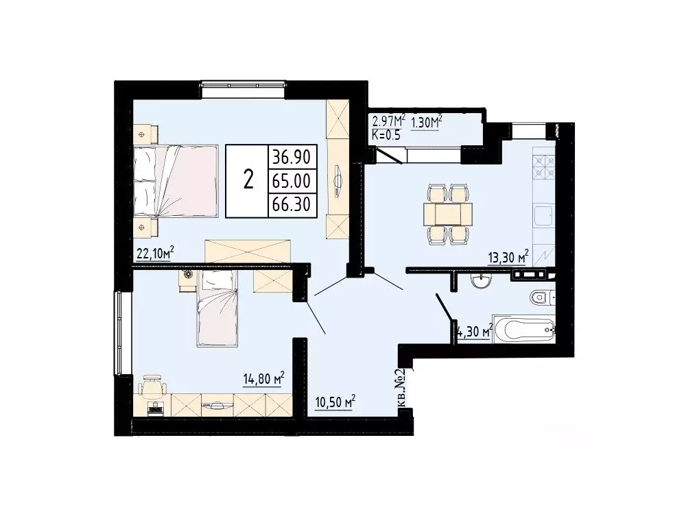 2-к кв. Ленинградская область, Коммунар г. Гатчинский муниципальный ... - Фото 1