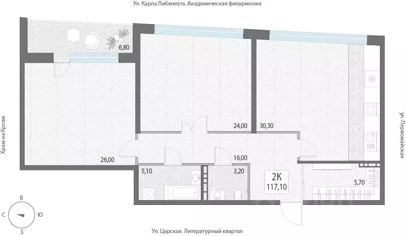 3-к кв. Свердловская область, Екатеринбург ул. Первомайская, 7 (117.1 ... - Фото 0