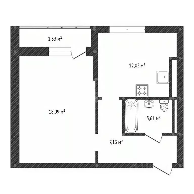 1-к кв. Башкортостан, Уфа Айская ул., 20 (42.4 м) - Фото 2