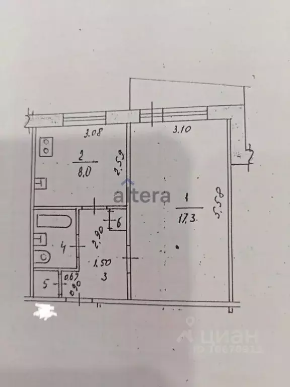 1-к кв. Татарстан, Казань ул. Гаврилова, 14 (33.9 м) - Фото 2