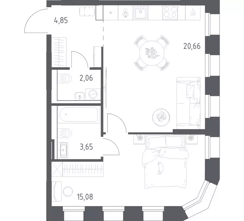 1-к кв. Татарстан, Казань Зилант Премьер жилой комплекс (46.3 м) - Фото 1