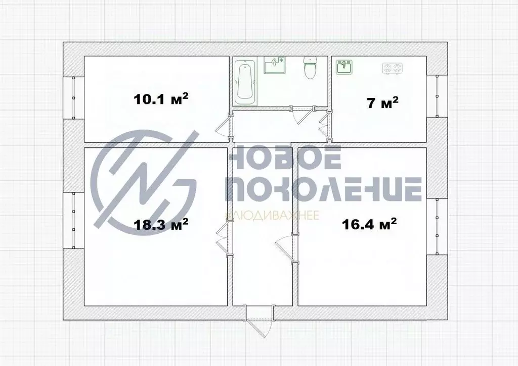 3-к кв. Омская область, Омск Краснознаменная ул., 2 (69.0 м) - Фото 1