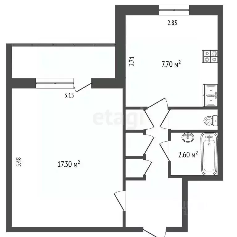 1-к кв. Ямало-Ненецкий АО, Новый Уренгой Мирный мкр, 5/2 (36.6 м) - Фото 2