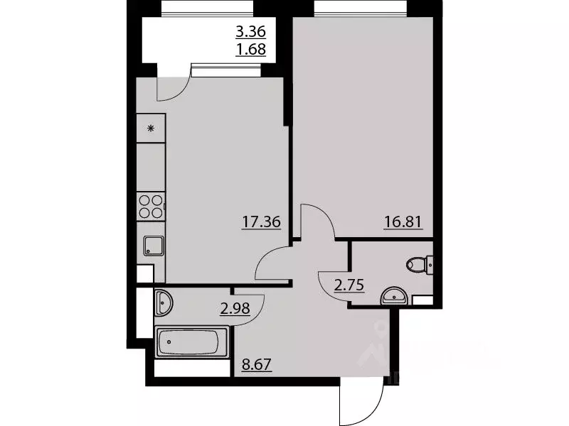 1-к кв. Воронежская область, Воронеж ул. Ворошилова, 1 (50.25 м) - Фото 1