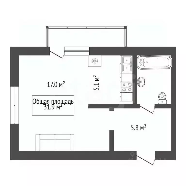 Студия Новосибирская область, Новосибирск ул. Дениса Давыдова, 1/4 ... - Фото 2