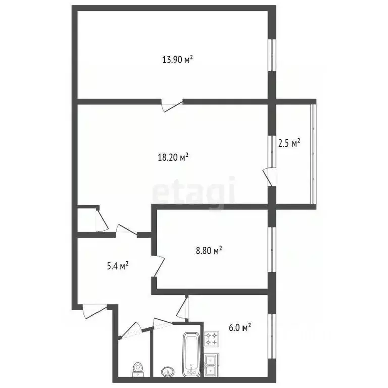 3-к кв. Санкт-Петербург Белградская ул., 22К1 (55.7 м) - Фото 2