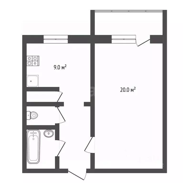 1-к кв. Челябинская область, Челябинск ул. Комарова, 131А (35.0 м) - Фото 2