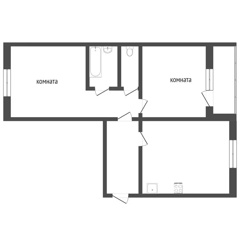 2-комнатная квартира: Ишим, улица Калинина, 112 (41.3 м) - Фото 1