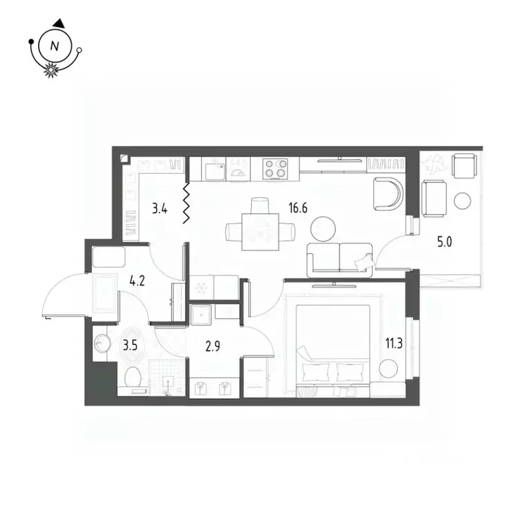 1-к кв. Санкт-Петербург ш. Суздальское, 22к3 (43.2 м) - Фото 0