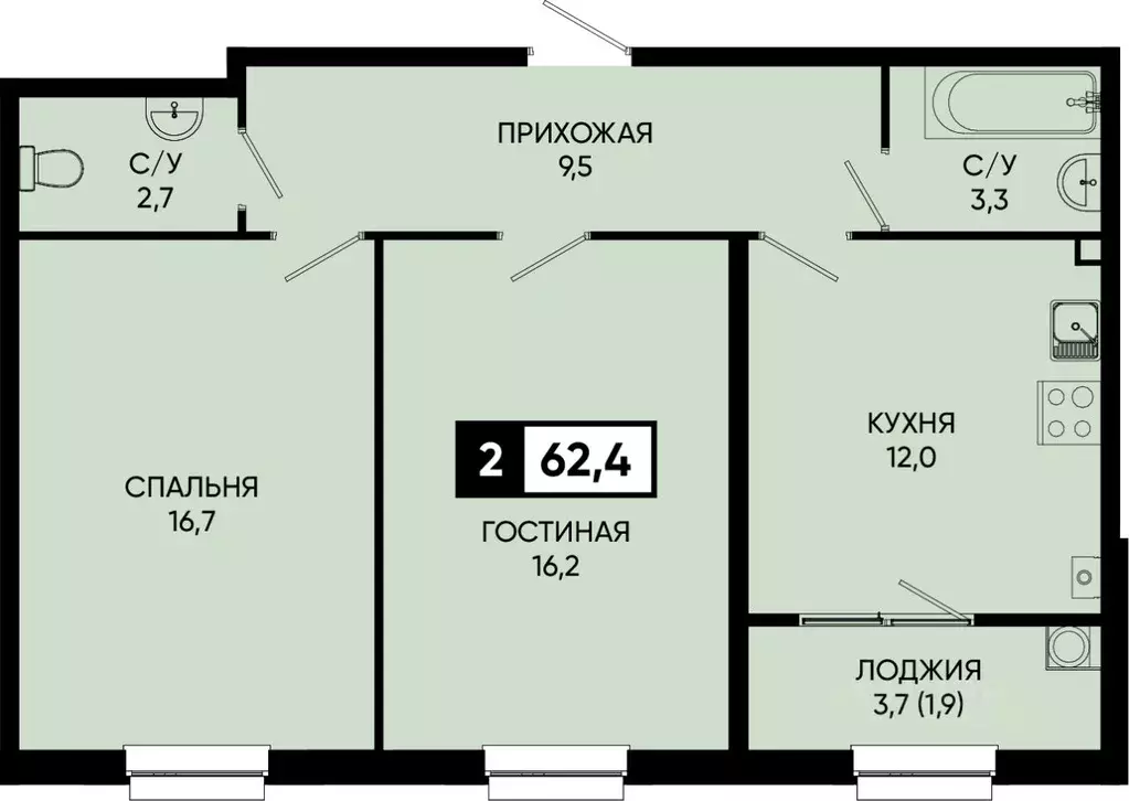2-к кв. Ставропольский край, Кисловодск городской округ, пос. ... - Фото 0