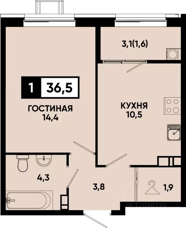 1-к кв. Ставропольский край, Кисловодск Моя Легенда жилой комплекс ... - Фото 1