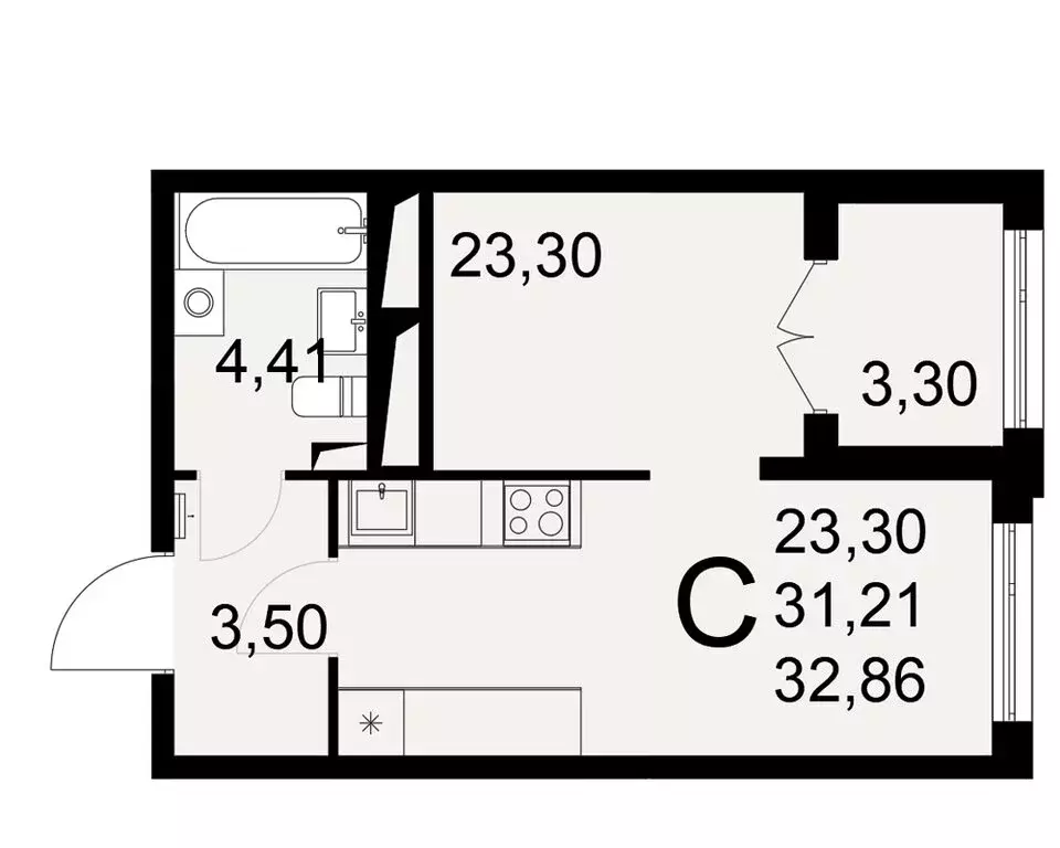 1-комнатная квартира: Тула, Одоевское шоссе, 73 (32.86 м) - Фото 0