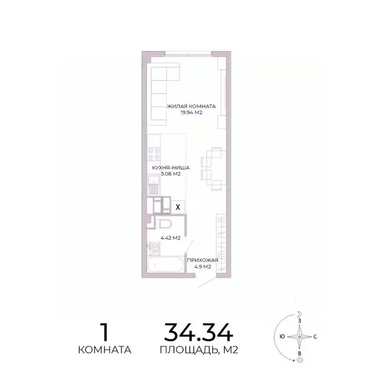 1-к кв. Пензенская область, Пенза Побочинская ул., с18 (34.34 м) - Фото 1