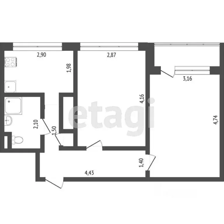 2-к кв. Санкт-Петербург ул. Маршала Казакова, 10К1 (43.9 м) - Фото 1