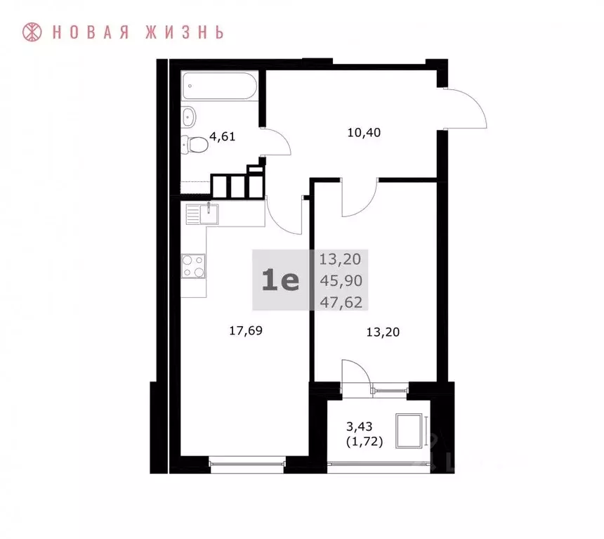 1-к кв. Самарская область, Самара  (47.6 м) - Фото 1