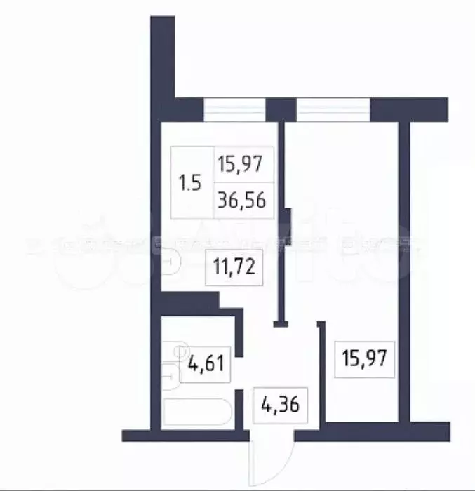1-к. квартира, 36,6 м, 7/13 эт. - Фото 0